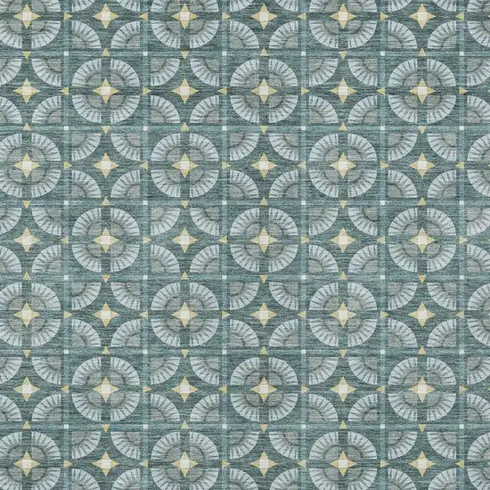 Teal Blue And Sky Blue Geometric Washable Indoor Outdoor Area Rug Photo 3
