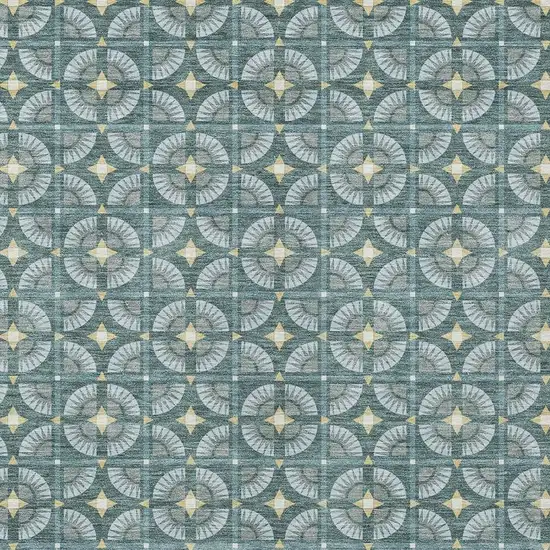 Teal Blue And Sky Blue Geometric Washable Indoor Outdoor Area Rug Photo 3
