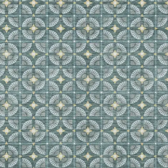Teal Blue And Sky Blue Geometric Washable Indoor Outdoor Area Rug Photo 3