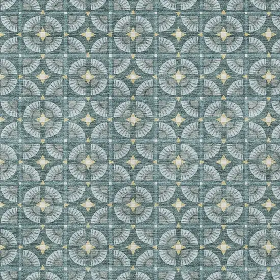 Teal Blue And Sky Blue Geometric Washable Indoor Outdoor Area Rug Photo 3