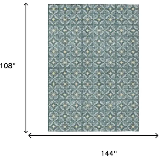 Teal Blue And Sky Blue Geometric Washable Indoor Outdoor Area Rug Photo 7