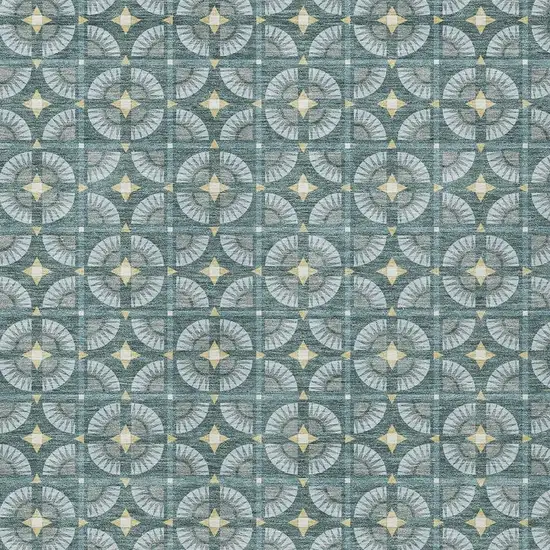 Teal Blue And Sky Blue Geometric Washable Indoor Outdoor Area Rug Photo 3