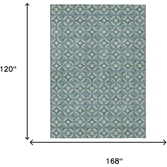 Teal Blue And Sky Blue Geometric Washable Indoor Outdoor Area Rug Photo 7
