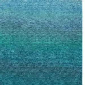 Photo of Teal Blue And Sky Blue Ombre Washable Indoor Outdoor Area Rug