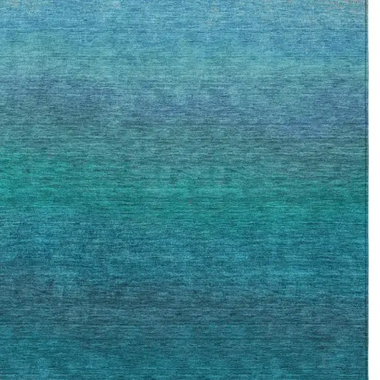 Teal Blue And Sky Blue Ombre Washable Indoor Outdoor Area Rug Photo 1