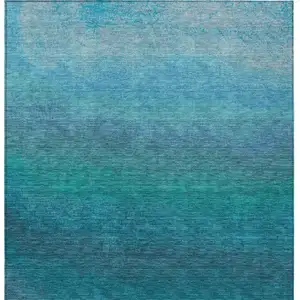 Photo of Teal Blue And Sky Blue Ombre Washable Indoor Outdoor Area Rug