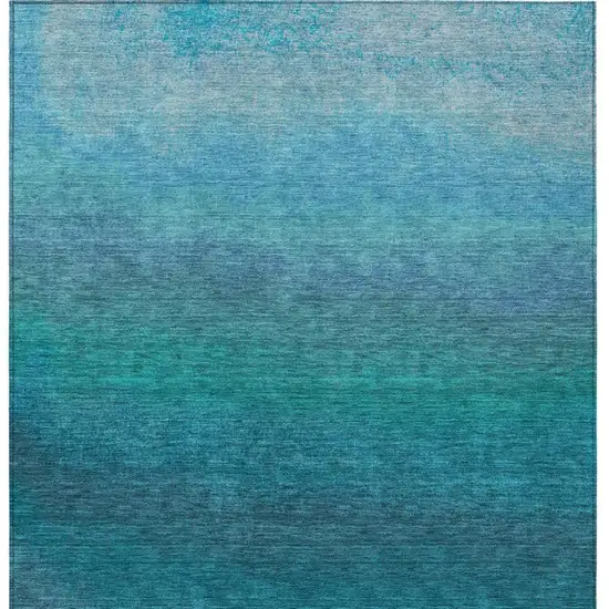 Teal Blue And Sky Blue Ombre Washable Indoor Outdoor Area Rug Photo 1