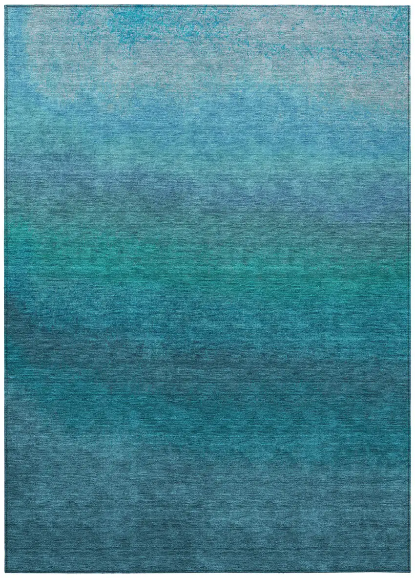 Teal Blue And Sky Blue Ombre Washable Indoor Outdoor Area Rug Photo 8