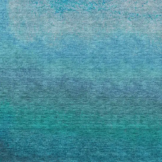 Teal Blue And Sky Blue Ombre Washable Indoor Outdoor Area Rug Photo 1