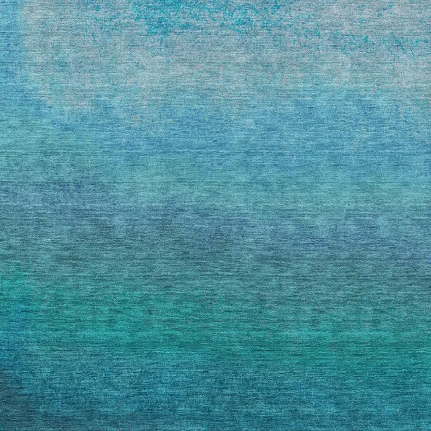 Teal Blue And Sky Blue Ombre Washable Indoor Outdoor Area Rug Photo 1