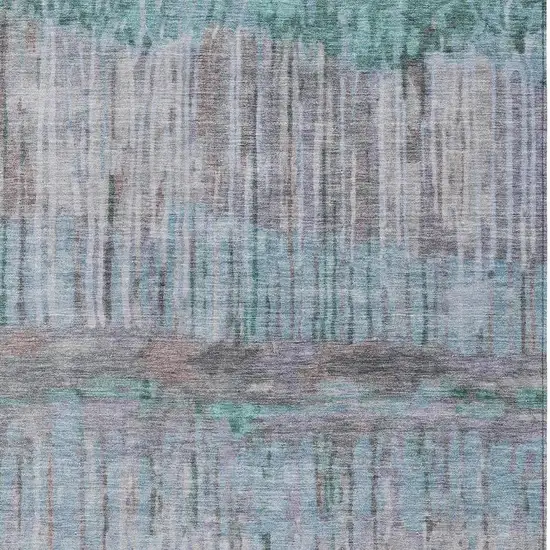 Teal Blue And Taupe Abstract Washable Indoor Outdoor Area Rug Photo 2