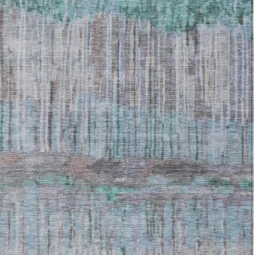 Teal Blue And Taupe Abstract Washable Indoor Outdoor Area Rug Photo 2