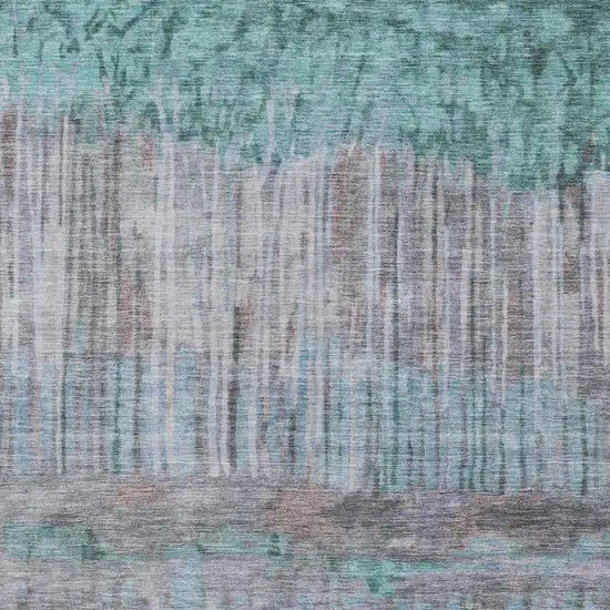 Teal Blue And Taupe Abstract Washable Indoor Outdoor Area Rug Photo 2