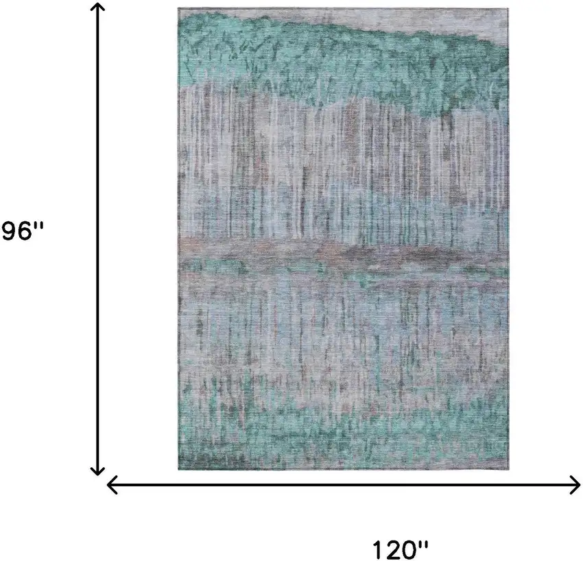 Teal Blue And Taupe Abstract Washable Indoor Outdoor Area Rug Photo 6
