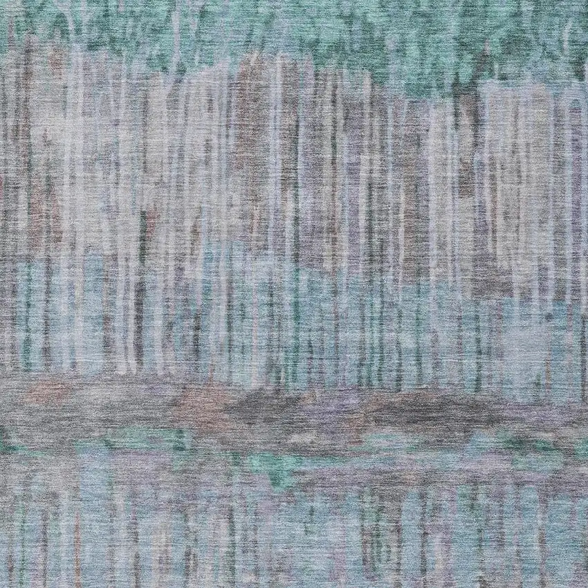 Teal Blue And Taupe Abstract Washable Indoor Outdoor Area Rug Photo 2