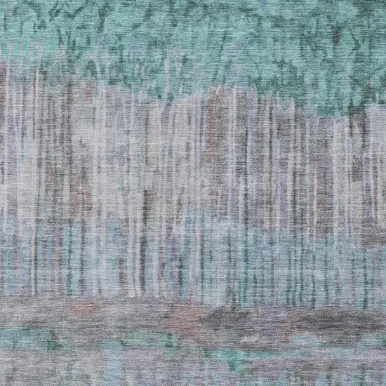 Teal Blue And Taupe Abstract Washable Indoor Outdoor Area Rug Photo 2