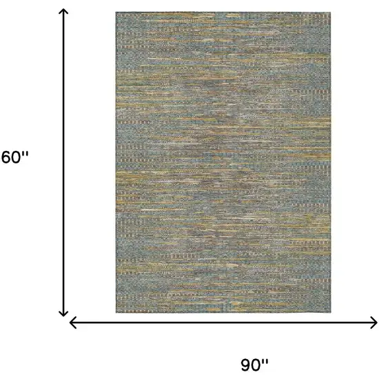 Teal Blue And Taupe Abstract Washable Indoor Outdoor Area Rug Photo 6