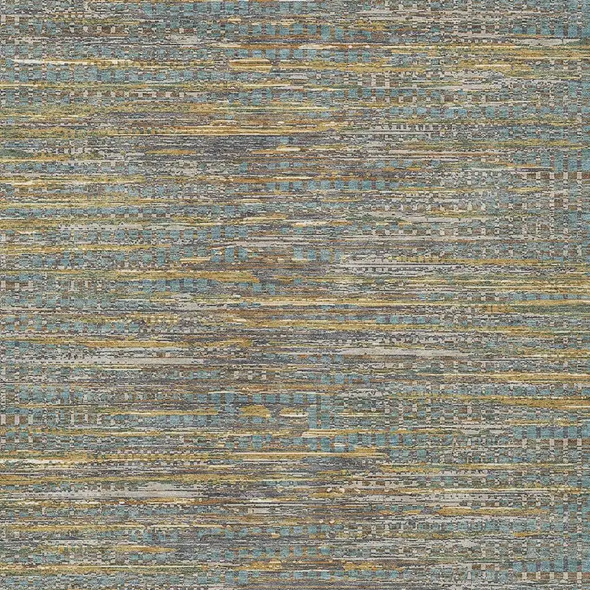 Teal Blue And Taupe Abstract Washable Indoor Outdoor Area Rug Photo 2