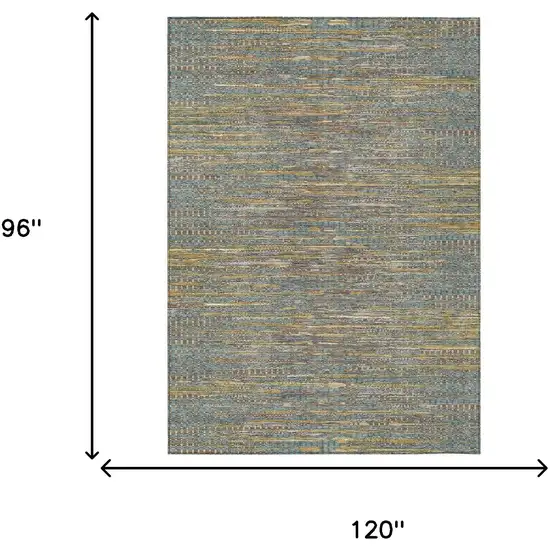 Teal Blue And Taupe Abstract Washable Indoor Outdoor Area Rug Photo 6