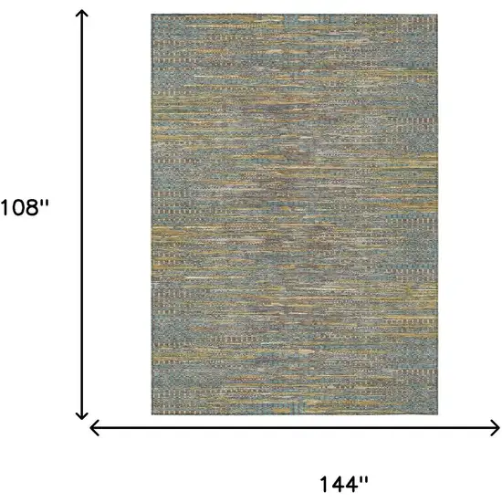 Teal Blue And Taupe Abstract Washable Indoor Outdoor Area Rug Photo 6
