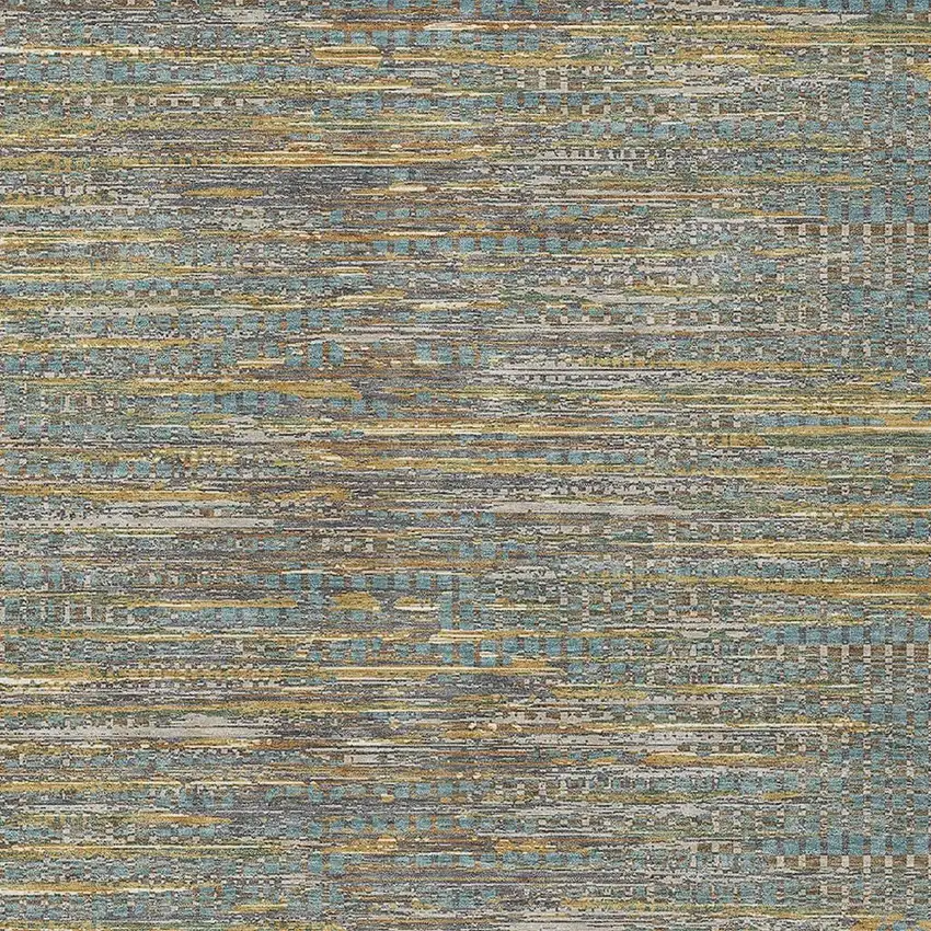 Teal Blue And Taupe Abstract Washable Indoor Outdoor Area Rug Photo 2