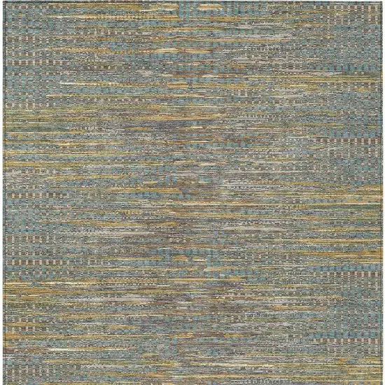 Teal Blue And Taupe Abstract Washable Indoor Outdoor Area Rug Photo 3