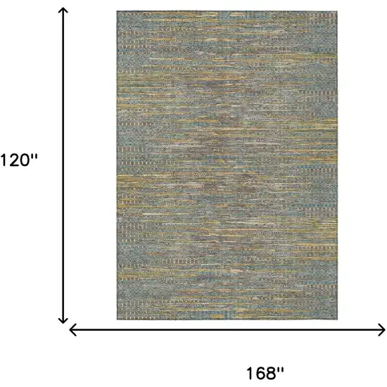 Teal Blue And Taupe Abstract Washable Indoor Outdoor Area Rug Photo 6