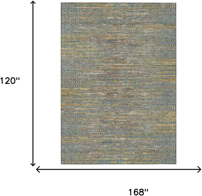 Teal Blue And Taupe Abstract Washable Indoor Outdoor Area Rug Photo 6