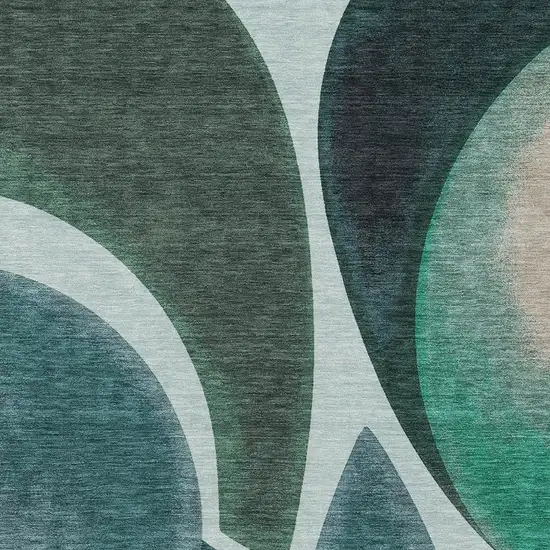 Teal Blue And Turquoise Abstract Washable Indoor Outdoor Area Rug Photo 2