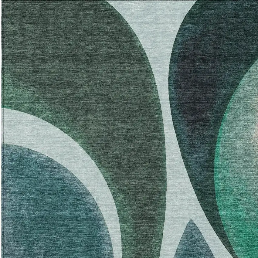 Teal Blue And Turquoise Abstract Washable Indoor Outdoor Area Rug Photo 2