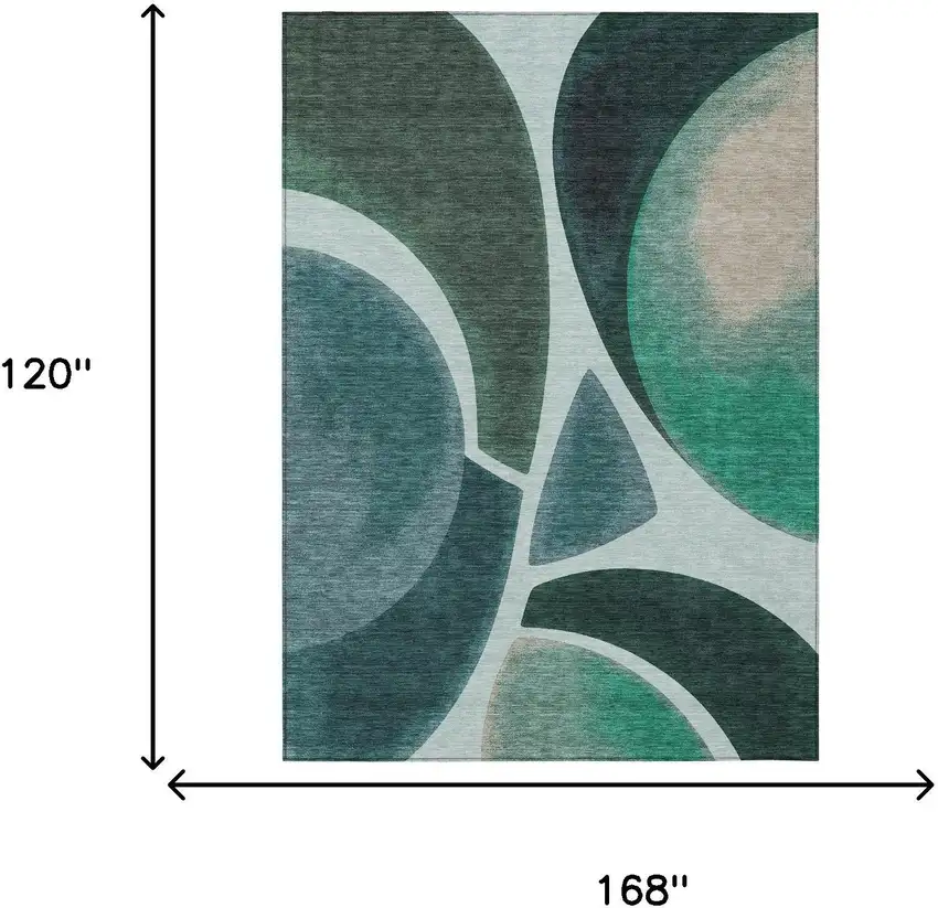 Teal Blue And Turquoise Abstract Washable Indoor Outdoor Area Rug Photo 6