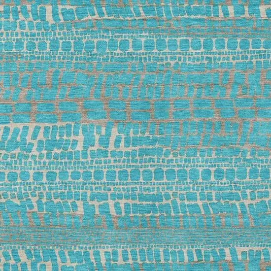 Teal Blue And Turquoise Abstract Washable Indoor Outdoor Area Rug Photo 2