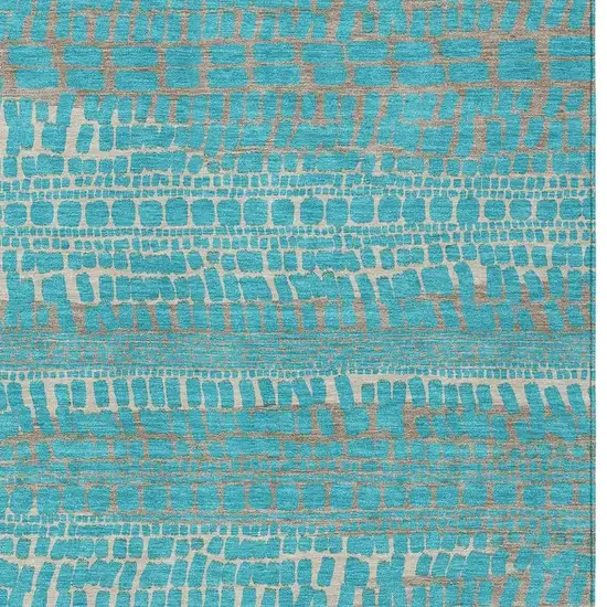 Teal Blue And Turquoise Abstract Washable Indoor Outdoor Area Rug Photo 2