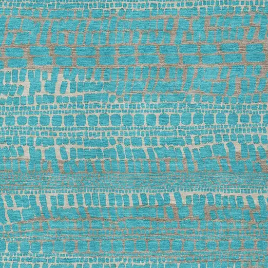 Teal Blue And Turquoise Abstract Washable Indoor Outdoor Area Rug Photo 2