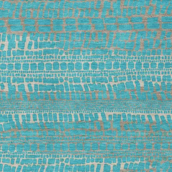Teal Blue And Turquoise Abstract Washable Indoor Outdoor Area Rug Photo 2
