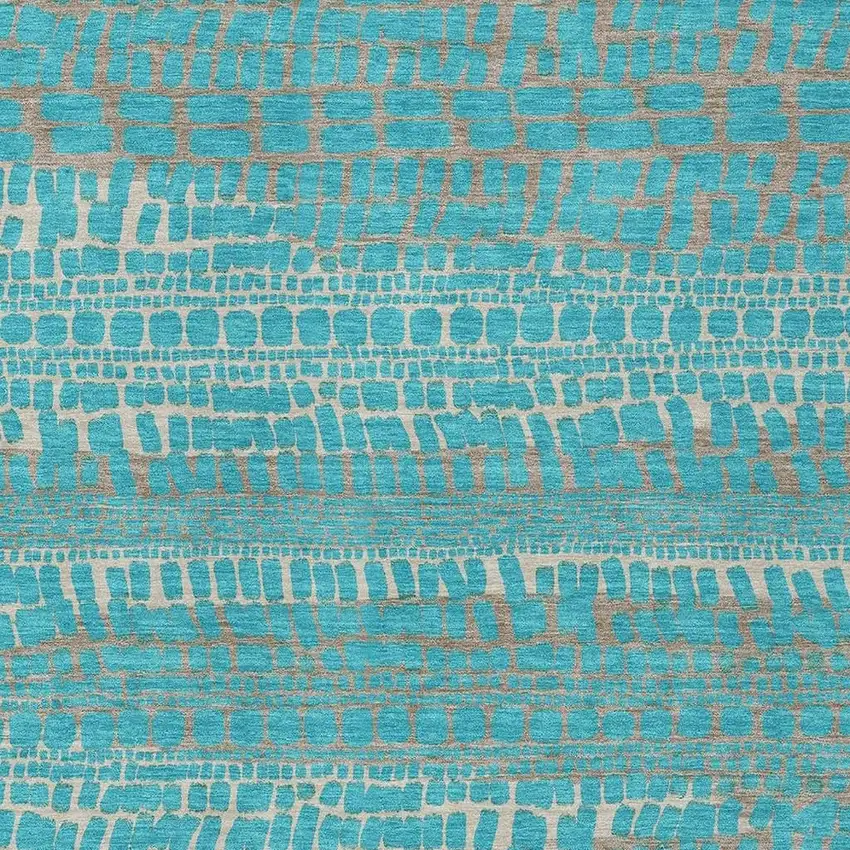 Teal Blue And Turquoise Abstract Washable Indoor Outdoor Area Rug Photo 2