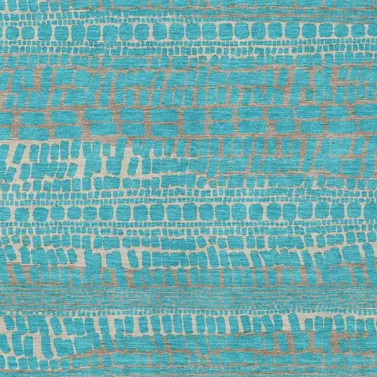 Teal Blue And Turquoise Abstract Washable Indoor Outdoor Area Rug Photo 2