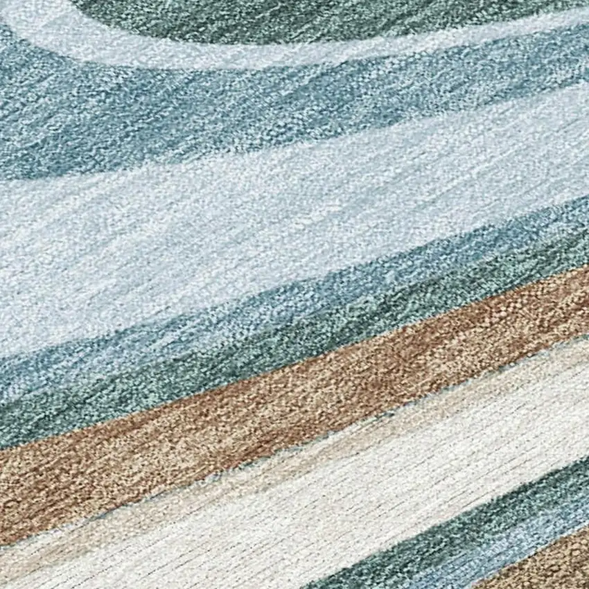 Teal Blue And Turquoise Abstract Washable Indoor Outdoor Area Rug Photo 2