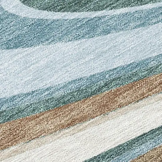 Teal Blue And Turquoise Abstract Washable Indoor Outdoor Area Rug Photo 2