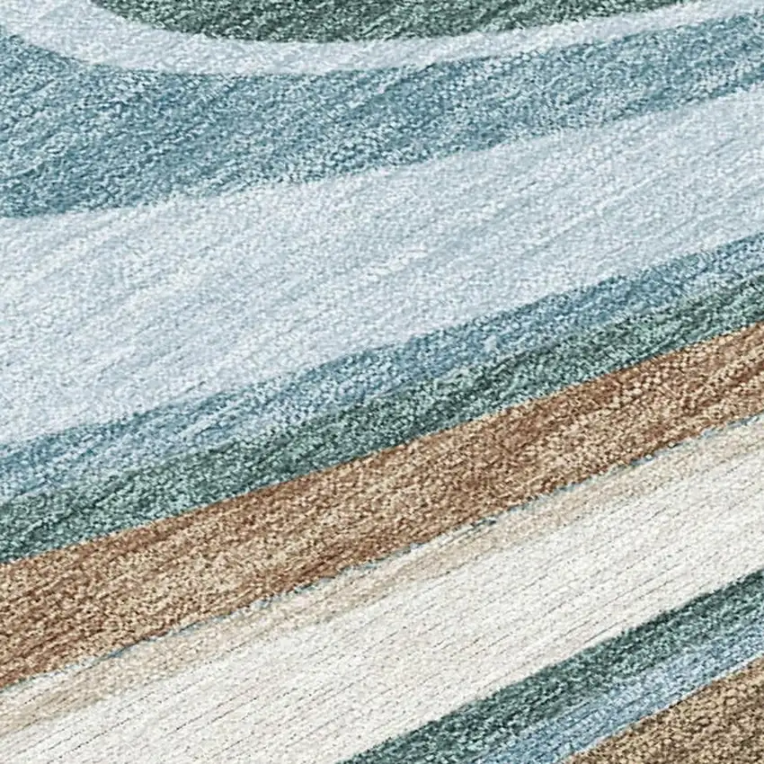 Teal Blue And Turquoise Abstract Washable Indoor Outdoor Area Rug Photo 2