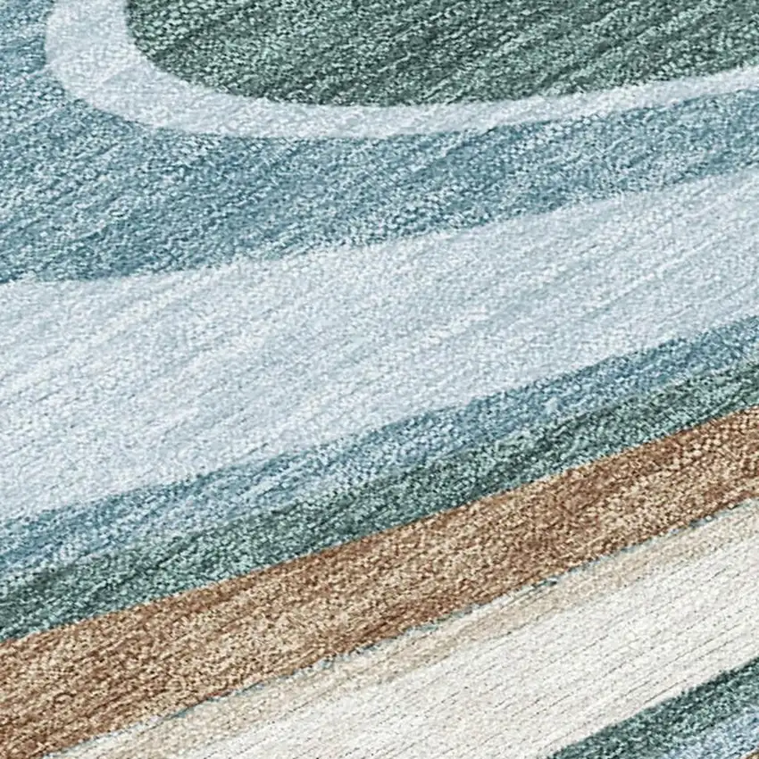 Teal Blue And Turquoise Abstract Washable Indoor Outdoor Area Rug Photo 2