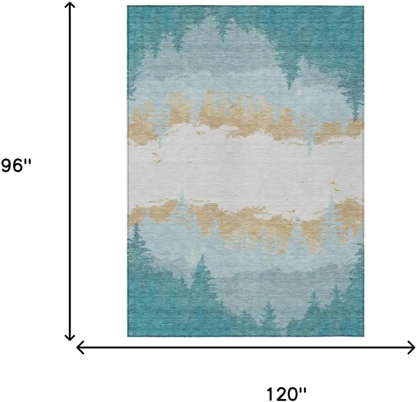 Teal Blue And Turquoise Floral Washable Indoor Outdoor Area Rug Photo 5