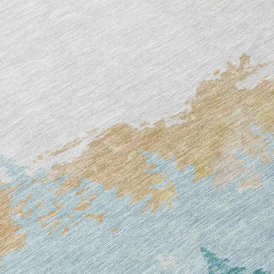 Teal Blue And Turquoise Floral Washable Indoor Outdoor Area Rug Photo 4