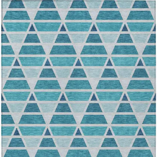 Teal Blue And Turquoise Geometric Washable Indoor Outdoor Area Rug Photo 4