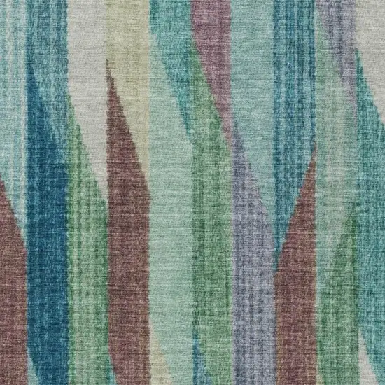 Teal Blue And Turquoise Striped Washable Indoor Outdoor Area Rug Photo 3