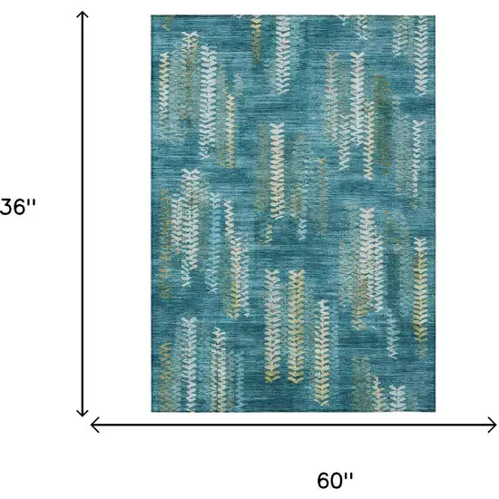 Teal Blue And Turquoise Striped Washable Indoor Outdoor Area Rug Photo 7