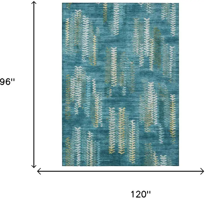 Teal Blue And Turquoise Striped Washable Indoor Outdoor Area Rug Photo 6