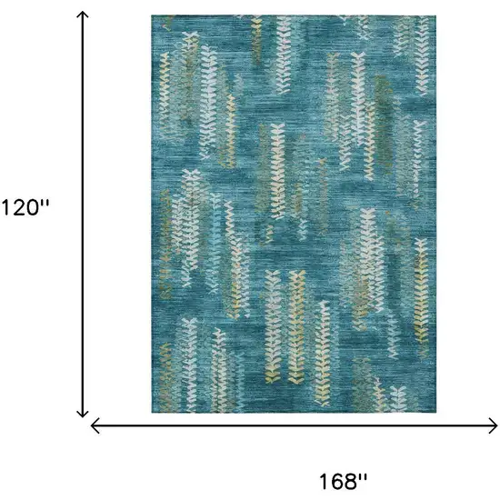 Teal Blue And Turquoise Striped Washable Indoor Outdoor Area Rug Photo 6