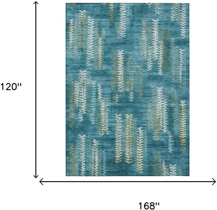 Teal Blue And Turquoise Striped Washable Indoor Outdoor Area Rug Photo 6