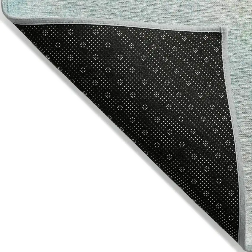 Teal Blue And Wheat Abstract Washable Indoor Outdoor Area Rug Photo 7